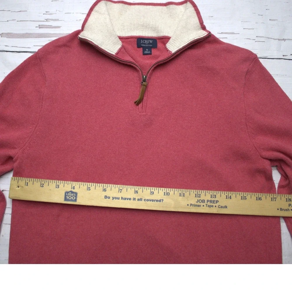 J.Crew Mens 100% Cotton Quarter Zip Sweater Red Small Preppy